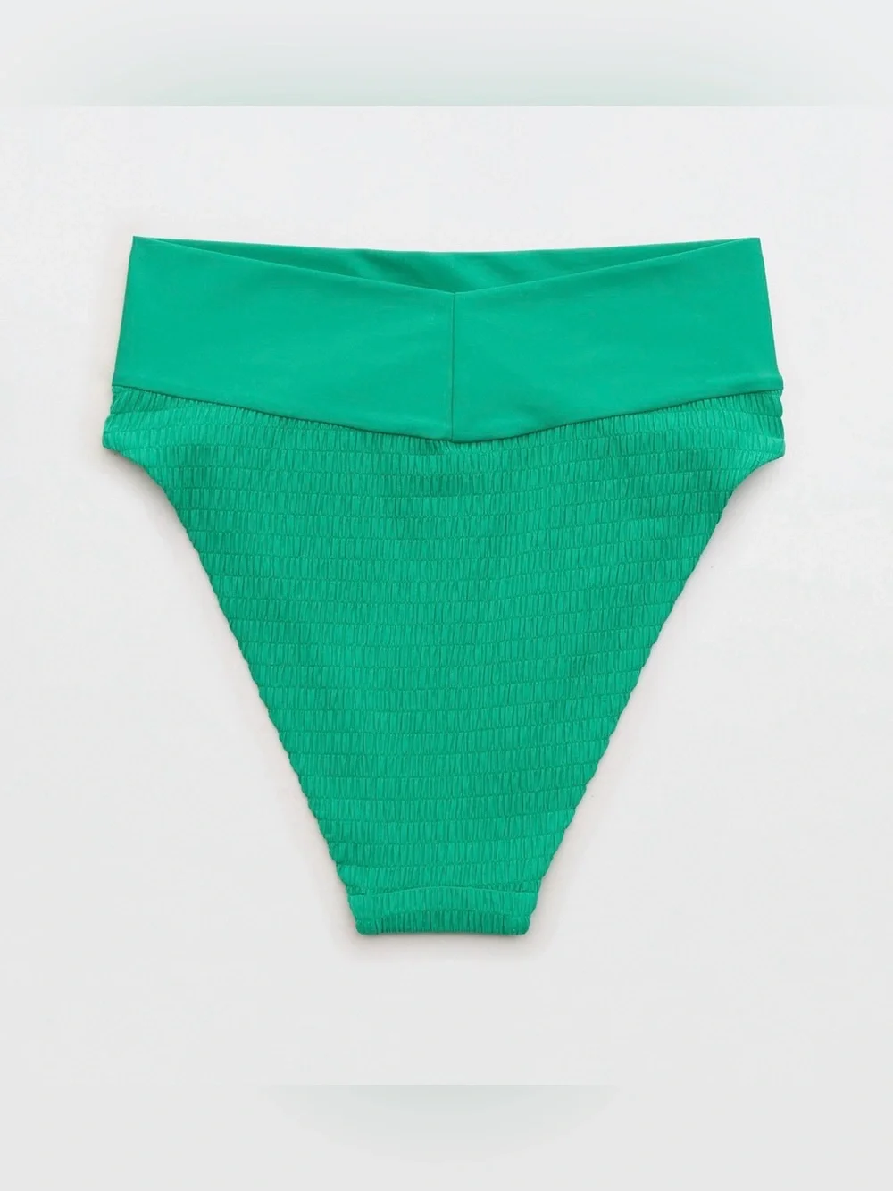 NWT Aerie Smocked High Cut Cheeky Bikini Bottom Leaf Green M